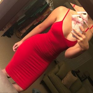 Missguided red midi dress